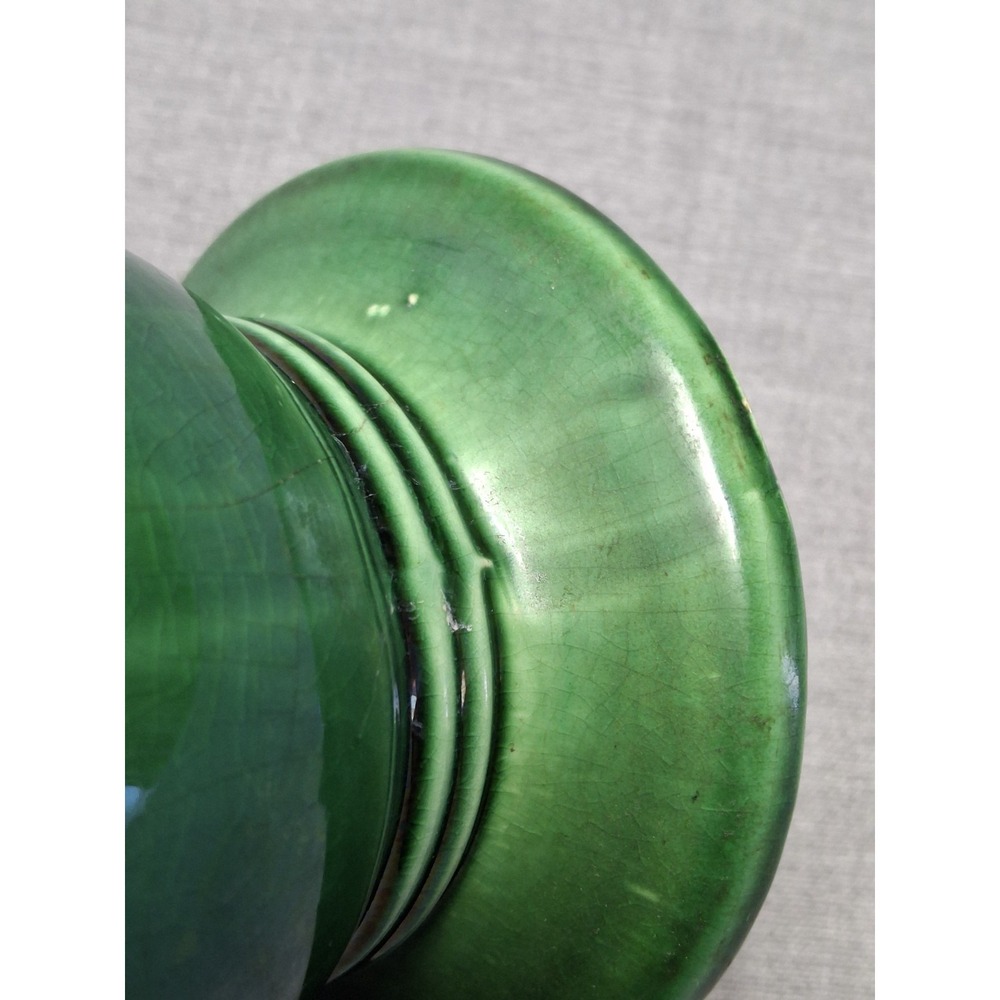Vintage McCoy Pottery Green Ribbed Vase Tab Handles USA Art Pottery Mid Century - Picture 9 of 11